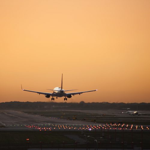 Commercial airplane coming in for a landing